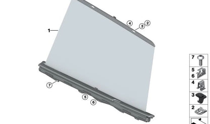 Rear left door sun protection blind for BMW F25 (OEM 51427237855). Original BMW