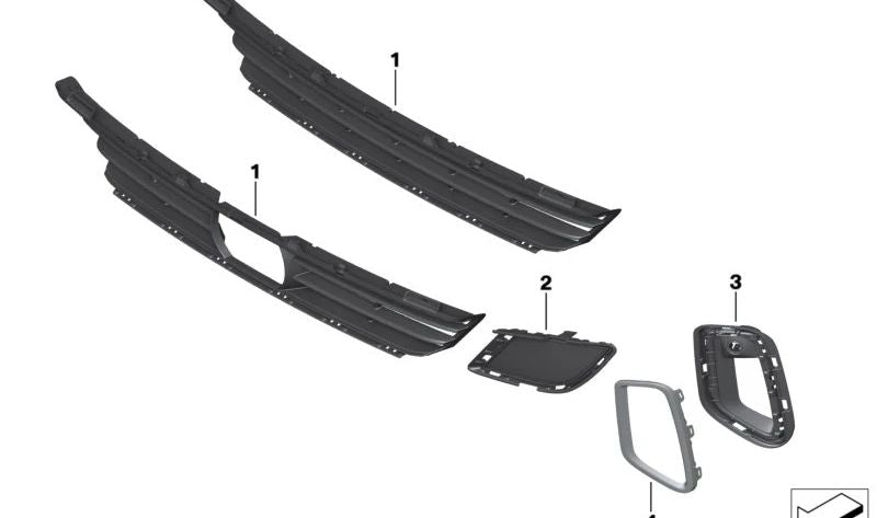 Rejilla derecha cerrada OEM 51119498630 para BMW G32 (620d, 630d, 630i) modelos con tracción trasera y total. Compatible desde 07/2020 hasta 06/2024. Pieza original BMW.