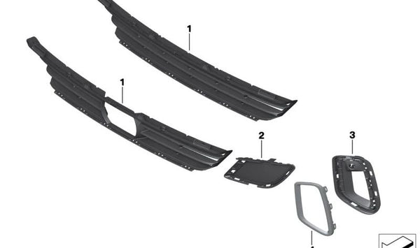 Clip rejilla lateral derecha OEM 51119463490 para BMW Serie 6 G32 (620d, 630d, 630i) 2020-2024. Original BMW.