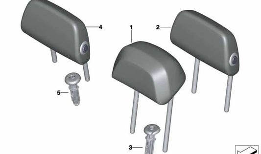 Reposacabezas de cuero OEM 52207469981 para BMW X3 G01 (modelos M40d y M40i) con tracción total y cambio automático. Color moka. Original BMW.