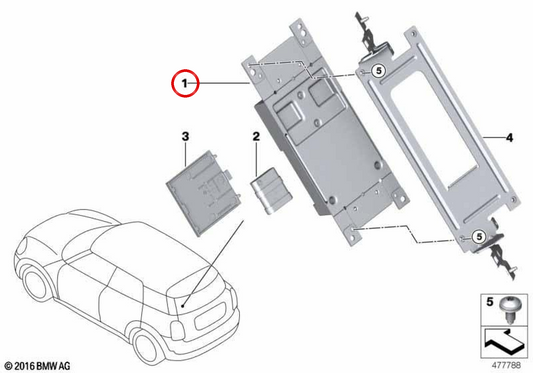 Módulo de comunicación telemática (Telematic Communication Box 2) OEM 84106836771 para BMW F20, F21, F22, F23, F87, F31, F34, F80, F32, F33, F82, F83, F25 y MINI F54, F55, F56, F57, F60. Original BMW y MINI.