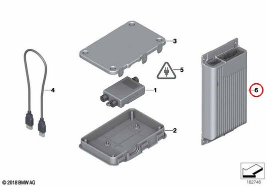 Módulo de manos libres Bluetooth OEM 84109229744 para BMW E82, E88, E90, E91, E92, E93, E60, E61, E63, E64, E70, E71, E72. Original BMW.