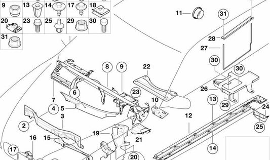 Soporte OEM 51718235170 para batería auxiliar BMW E39 {520d, 520i con motores M47, M52, M54 y transmisiones manual o automática}. Pieza original BMW.