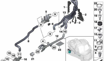 Bomba de agua adicional para BMW F07, F10, F11, F06, F12, F13, F01N, F02N, F04 (OEM 64119230237). Original BMW.