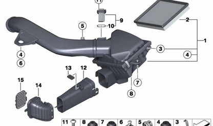 Sensore di massa di flusso / massa OEM 13627612746 per BMW F20, F21, F22, F23, F87, F30, F31, F34, F35, F32, F33, F36. BMW originale.