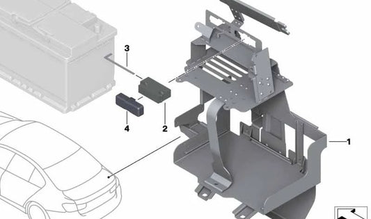 Soporte de batería OEM 61217634245 para BMW (Modelos compatibles: F30, F31). Original BMW.