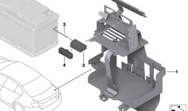 Soporte de batería OEM 61217634245 para BMW (Modelos compatibles: F30, F31). Original BMW.