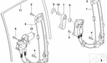 Guía de ventana trasera izquierda para BMW E39 (OEM 51348193139). Original BMW