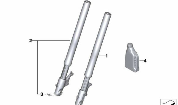 Horquilla delantera izquierda OEM 31428566203 para BMW Motorrad C Evolution, C 650 Sport y C 650 GT (CK17, CK18, CK19). Compatible desde 2014 hasta 2020. Recambio original BMW Motorrad.