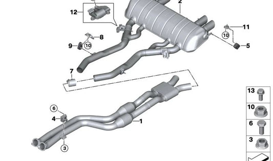 Soporte trasero derecho para silenciador OEM 18309505125 para BMW G80, G80N, G81, G81N, G82, G82N, G83, G83N. Original BMW.