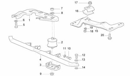 Cojinete de goma izquierdo para BMW E36, E34 (OEM 24701138427). Original BMW