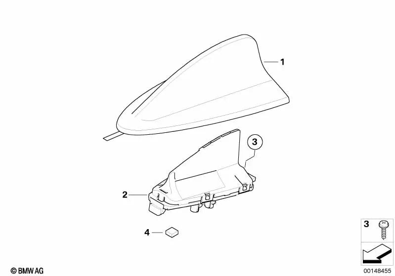 Primed Roof Antenna Blank Housing for BMW E91, E91N, E84 (OEM 65206955557). Original BMW