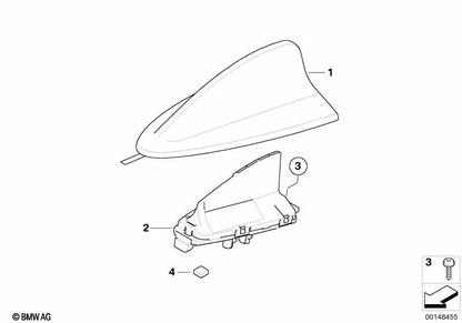 Leeres Dach -gedruckter Antennengehäuse für BMW E91, E91N, E84 (OEM 6520695557). Original BMW