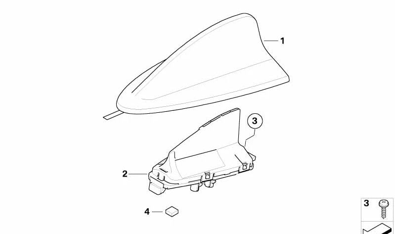 Carcasa vacía de antena de techo imprimada OEM 65206955556 para BMW E82, E90, E91, E92, E93. Pieza original BMW.