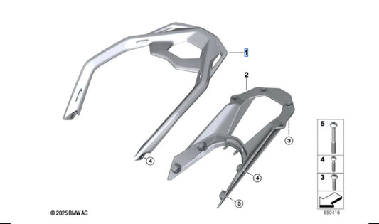 Puente portaequipajes trasero OEM 46541542769 para motos BMW R 1300 GS (KA1). Original BMW Motorrad.
