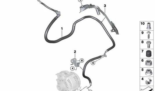 Soporte de cableado para motor de arranque y generador OEM 12427610379 para BMW E82, E88, F87, E90, E91, E92, E93, F07, F10, F11, F18, F06, F12, F13, E84, F26, E70, F15, E71, F16, E89. Original BMW.
