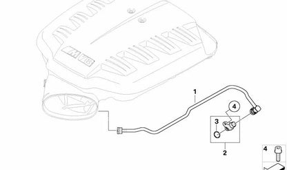 Tubo de ventilación motor OEM 11617838288 para BMW E90 M3, E92 M3, E93 M3. Compatible con versiones VA91, VA92, PM91, PM92, KG91, KG92, WD91, WD92, DX91, DX92. Original BMW.