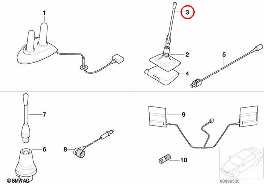 Antenne radio OEM 84506915236 pour BMW E39. BMW d'origine.