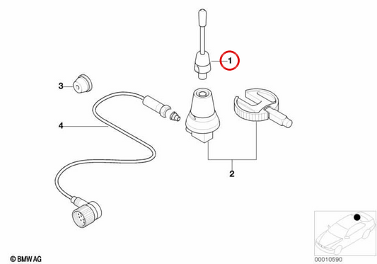 Antenna del soffitto (Telefónica) OEM 84538360349 per BMW E36, E34, E39, E38, E31. BMW originale.