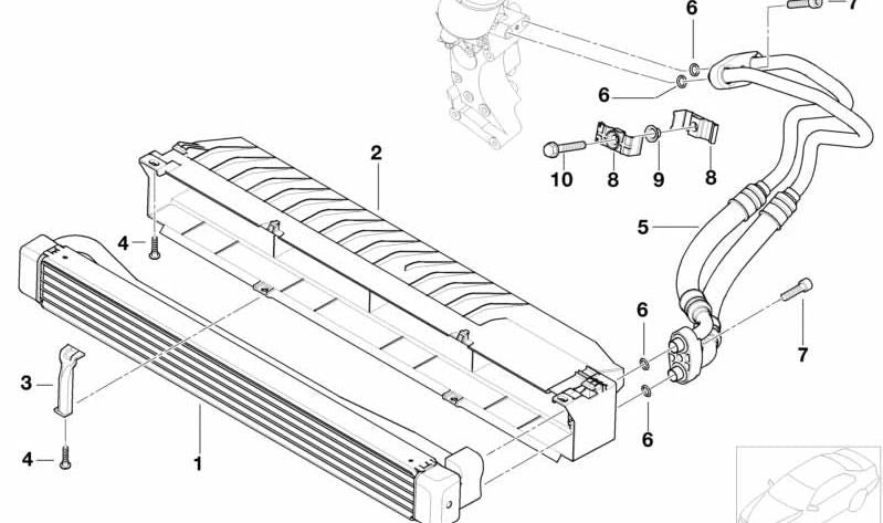 Tubería de refrigeración de aceite OEM 17222283209 para BMW E46. Original BMW.