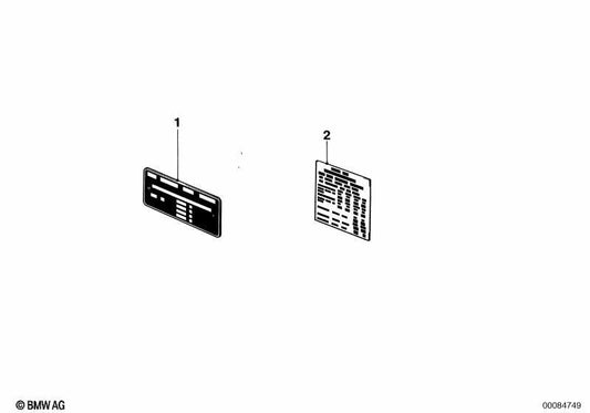 Piastra di identificazione per diversi modelli/serie BMW (OEM 51142161389). BMW originale.