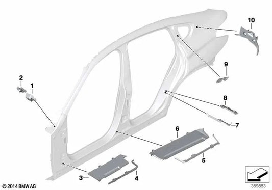 Rechte Pilar B Form für BMW F25, F26 (OEM 41007206210). Original BMW