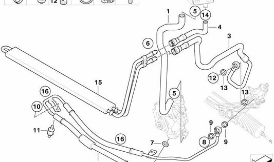 Manguito de expansión dirección asistida OEM 32416763980 para BMW E53. Original BMW.