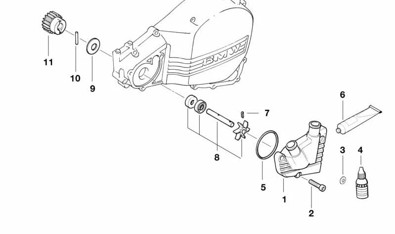 Juego eje de bomba de líquido refrigerante OEM 11512343451 para motos BMW F 650, F 650 ST, F 650 CS, F 650 GS, G 650 X... y más. Original BMW Motorrad.