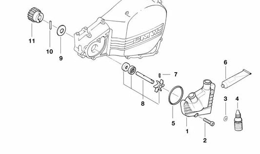 Juego eje de bomba de líquido refrigerante OEM 11512343451 para motos BMW F 650, F 650 ST, F 650 CS, F 650 GS, G 650 X... y más. Original BMW Motorrad.