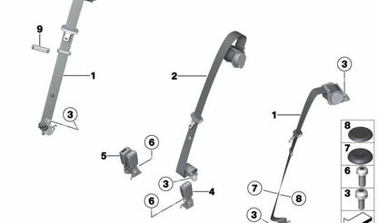 Cinturón de seguridad trasero izquierdo OEM 72117235455 para BMW F25, F26. Original BMW.