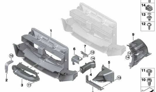 Conducto de aire OEM 51748094652 para BMW Z4 {G29: M40i HF01, HF02, HF61, HF62, HF51, HF52, sDrive20i HF11, HF12, HF21, HF22}. Original BMW.