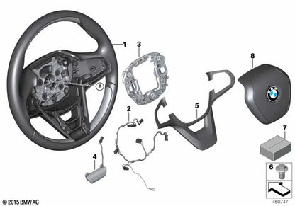 Embellecedor de volante OEM 32306884720 para BMW Serie 7 G11, G12. Original BMW.