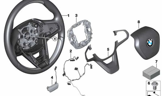 Embellecedor negro para volante OEM 32306847544 para BMW Serie 7 G11 (730i, 725d, 730d, 730d xDrive, 740d xDrive) modelos de 2015 a 2019. Original BMW.
