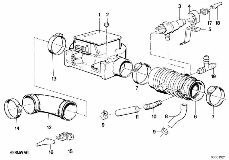 Breather pipe for BMW E28, E34, E24, E23, E32 (OEM 11151276485). Original BMW