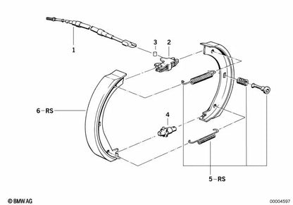 Bowdenzug de freno de estacionamiento de pie izquierdo para BMW Serie 7 E38 (OEM 35511161473). Original BMW