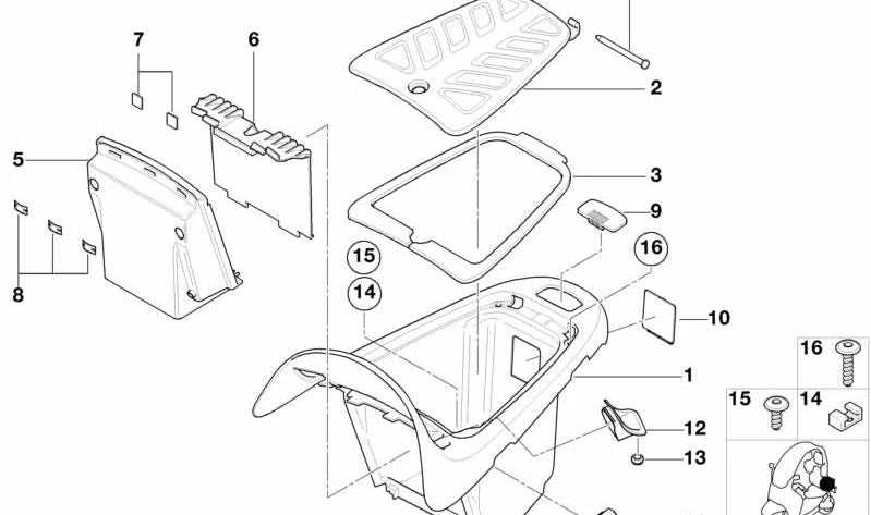 Caja de la batería OEM 61212329454 para motos BMW C1 125, C1 200. Original BMW Motorrad.