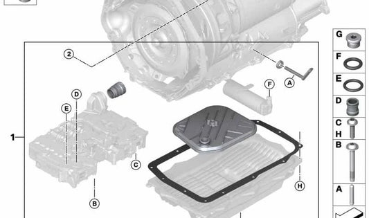 Kit de reparación varillaje de cambio OEM 24007855289 para BMW G87 (M2) y G80 (M3) {Modelos: M211, M212, M213, M221, M222, M223, CS61, CS62, CS63, Competition31}. Original BMW.