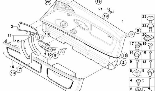 Asa interior puerta izquierda OEM 51418267975 para BMW Z8 E52. Color sportrot. Original BMW.