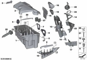Tornillo plástico OEM 12907550918 para BMW X5 E70, X5 E70 LCI, X6 E71, X6 E72 Hybrid. Original BMW.
