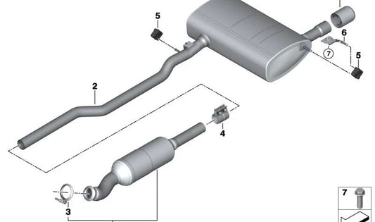 Silenciador adicional trasero OEM 18308687487 para MINI F55, F55 LCI. Original MINI.