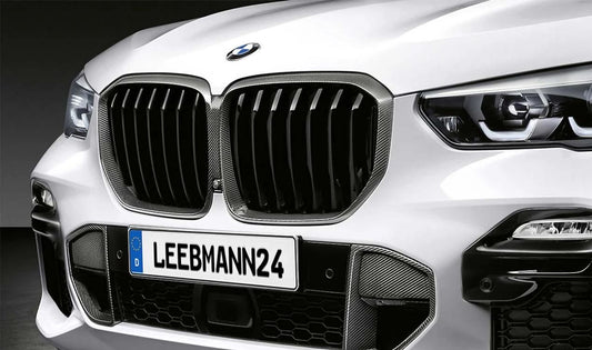 Parrilla delantera M Performance en carbono OEM 51712467262 para BMW X5 G05 {xDrive25d, xDrive30d, xDrive30i, xDrive40d, M50i}. Repuesto original BMW.