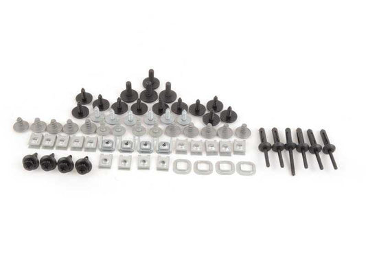 Kit soportes y piezas montaje paragolpes delantero OEM 51112410005 para BMW E90, E91, E92, E93. Compatible con versiones 316d y 316i. Original BMW.