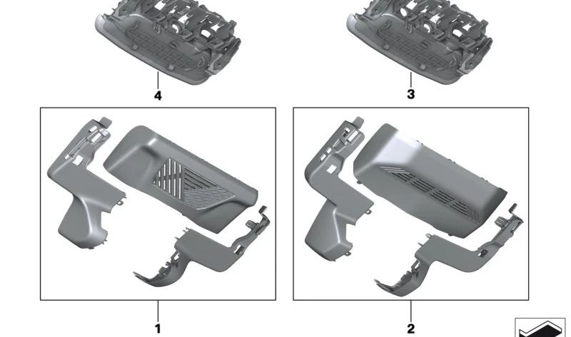 Juego de tapas base retrovisor OEM 51165B3FA02 para BMW X5 (F95, F95N, G05N, G18) y X7 (G07, G07N). Original BMW.