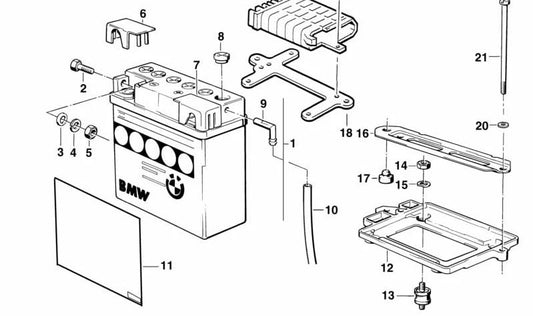 Soporte de batería OEM 61211459055 para motos BMW K1, K100 RS, K75... y más. Original BMW Motorrad.