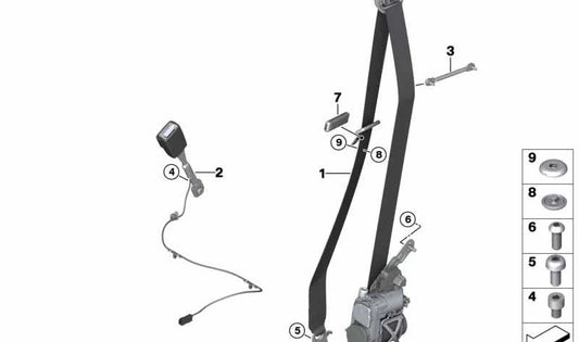 Cintura di sicurezza frontale destra per BMW G11, G12 (OEM 72118076108). BMW originale