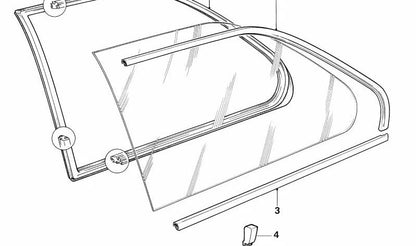 Junta de ventana trasera izquierda para BMW Serie 3 E30 (OEM 51361888325). Original BMW