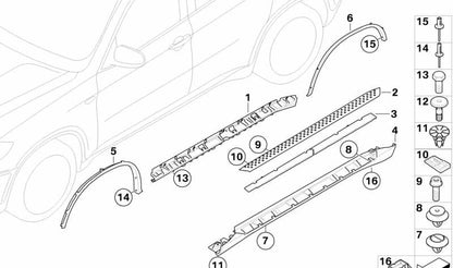Estribo derecho para BMW X6 E71, E72 (OEM 51777245742). Original BMW