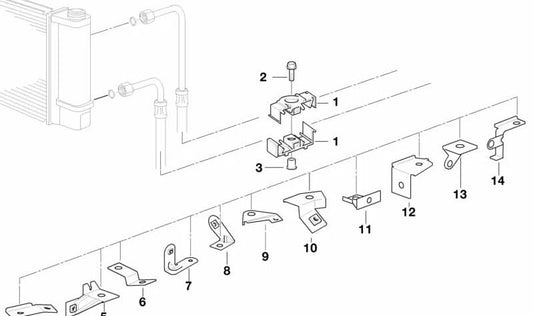 Soporte de línea de aceite OEM 17221433006 para BMW E36, E34. Original BMW.