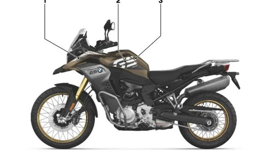 Decoración revestimiento lateral izquierdo OEM 51147914751 para motos BMW F 850 GS Adventure, F 900 GS Adventure. Original BMW Motorrad.