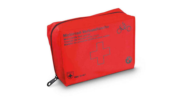 Kit de primeros auxilios grande OEM 72602449657 para BMW Motorrad R50, R60, R75, R100, R100/7, R100 CS y R100 GS. Cumple norma DIN 13167. Original BMW Motorrad.